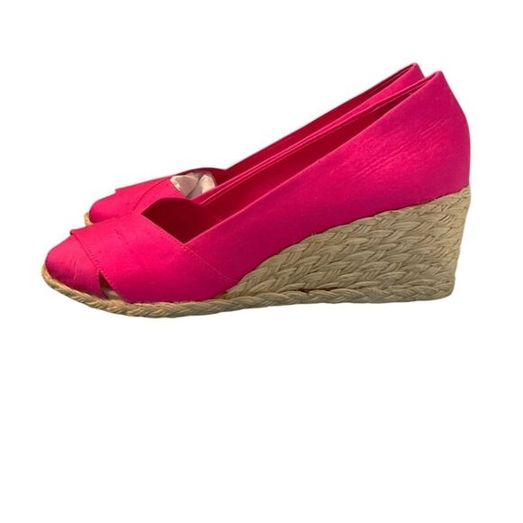 PINK FABRIC PEEP TOE WEDGE BY LAUREN RALPH LAUREN, Sz 9.5B - Picture 5 of 8